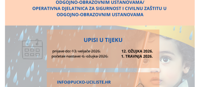 ODGODA TERMINA POČETKA: Operativni djelatnik/-ica za sigurnost i civilnu zaštitu u odgojno-obrazovnim ustanovama